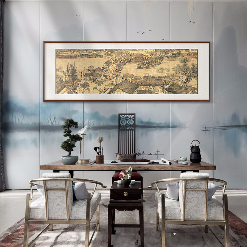 清明上河图 张择端 国画装饰画中式客厅背景墙挂画书房办公室网红