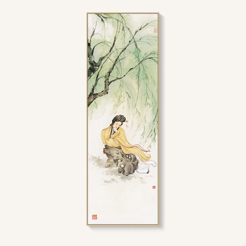 客厅x仕女图 中国四大美女挂画新中式茶室古风定做装饰壁画艺术