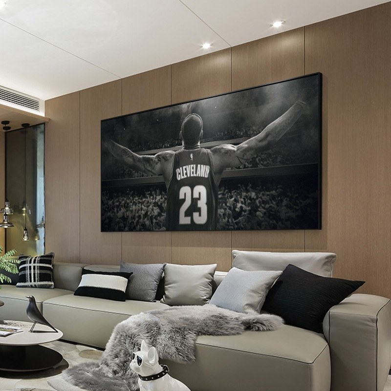 网红NBA球星装饰画 蓝球体育明星詹姆斯客厅挂画现代男孩壁画卧室