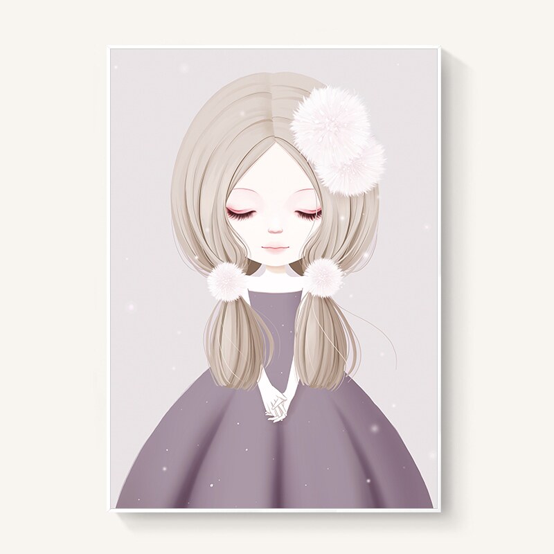 定做桑诶姆花花姑娘儿童房装饰画卡通公主卧室女孩壁画房间挂画