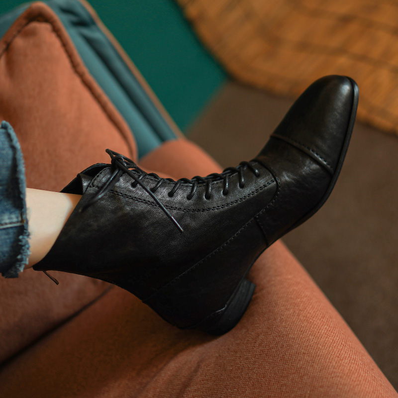 敦绿岛丨高级感系带短靴丨