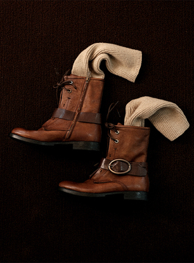 敦绿岛·牧羊人｜Shepherd复古系带粗跟马丁靴游牧短靴