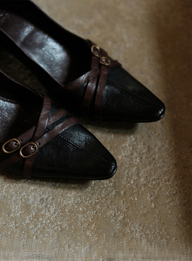 敦绿岛·天才女友｜Genius girlfriend复古尖头高跟鞋vintage单鞋