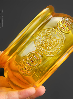 黄水晶聚宝盆摆件黄色琉璃元宝