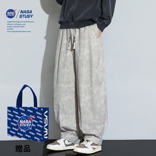 NASA STUSY美式2026新款秋冬装男款休闲长裤子直筒宽松男士基础款
