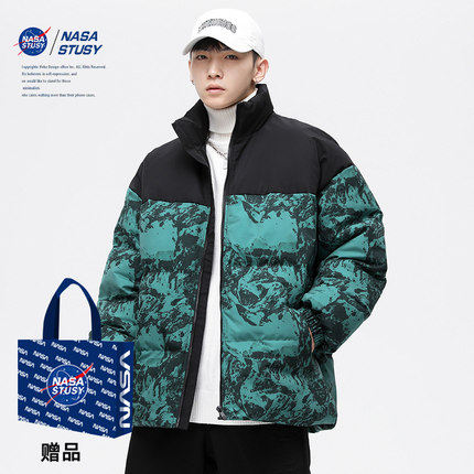 NASA STUSY加厚情侣潮牌棉袄子棒球服羽绒棉服男装冬季棉衣外套