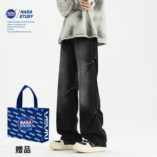 2025新款 高街宽松直筒牛仔裤 春夏装 男款 子 NASA 休闲长裤 STUSY美式