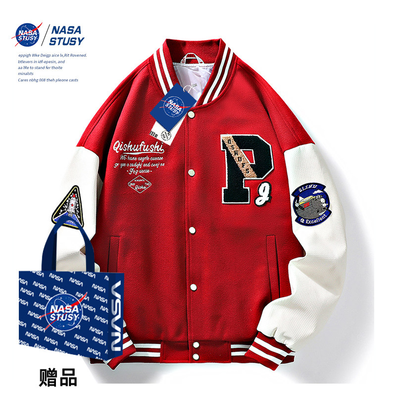 NASA STUSY美式复古2026春秋装新款男飞行员夹克高级感棒球服外套