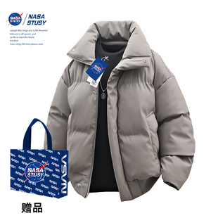 NASA STUSY美式2025冬季加厚保暖皮衣棉衣男款棉袄羽绒棉服外套