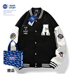 NASA春季夹克外套2024新款潮牌宽松大码男装美式高街情侣棒球服帅