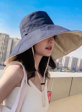 雨帽遮雨骑行防雨帽折叠遮脸遮阳可渔夫防晒帽太阳帽子女夏天户