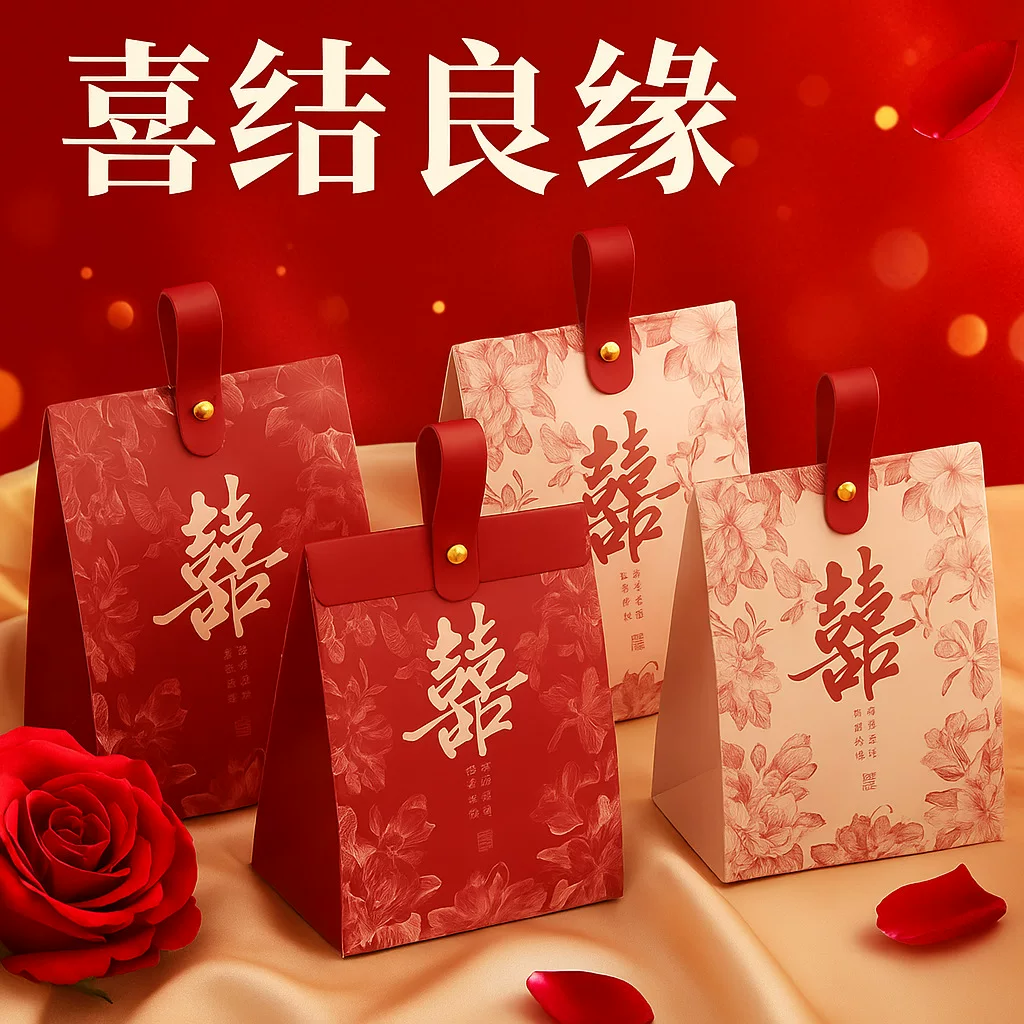 小红书同款中式手提喜糖盒结婚喜糖袋子伴手礼盒回手礼喜糖盒