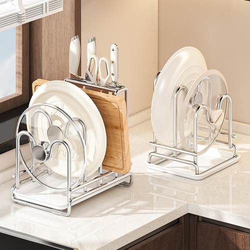 不锈钢厨房刀架置物架菜板多功能砧板放置锅盖刀具一体收纳