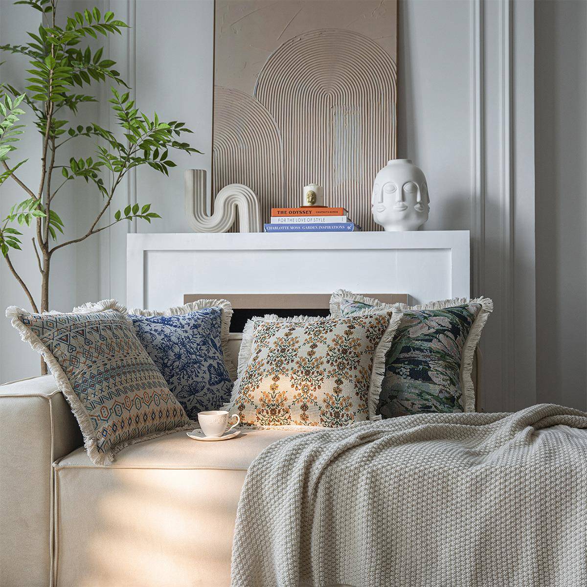 伊缦琪韵美式提花多色沙发抱枕床头靠垫客厅靠枕椅子汽车不含芯