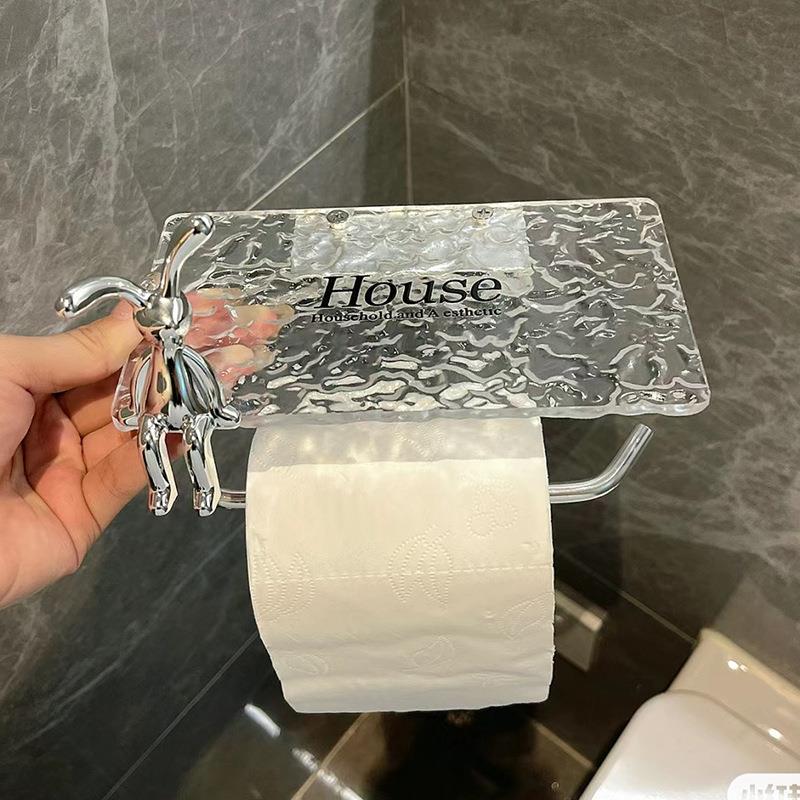 亚克力卷纸架厕纸巾架置物架跨境免费贴标卫生间置物架抽纸架