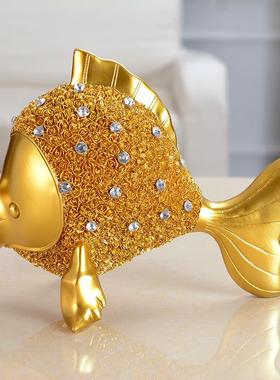 欧式树脂工艺品金鱼摆件酒店卧室客厅装饰品摆设KTV酒柜隔板摆件