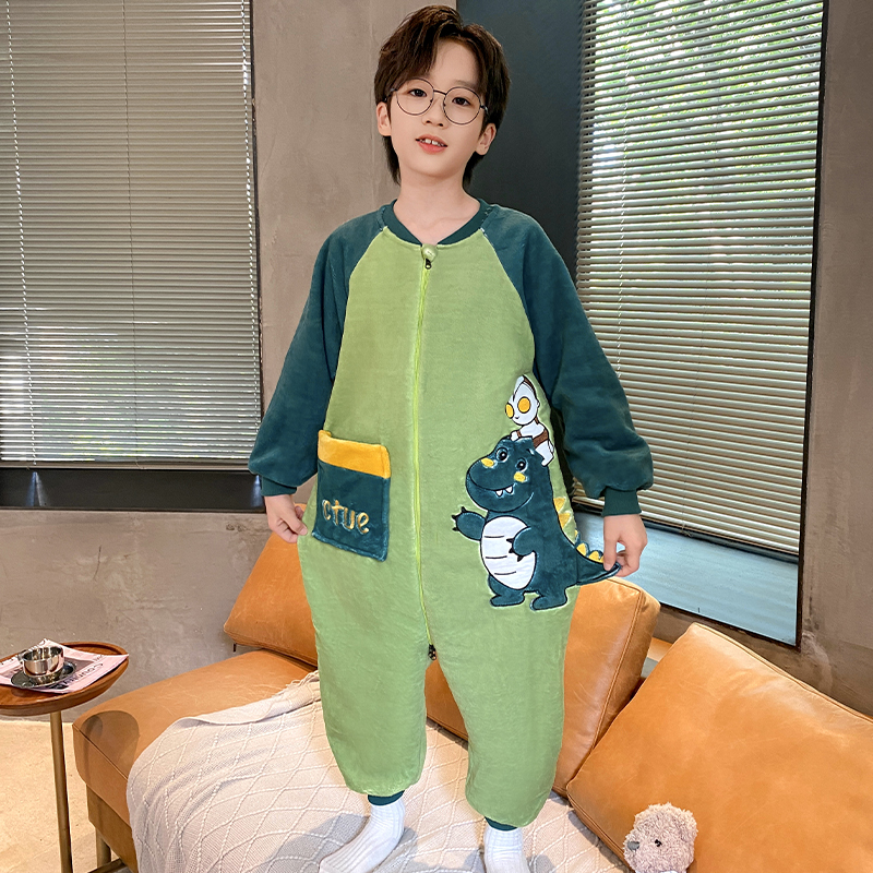 儿童连体睡衣法兰绒秋冬季薄款