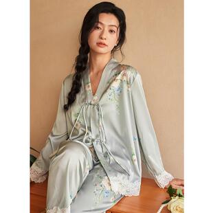 KXN南禾2江0袖 宫廷国韵风长家居士服 24年冰丝睡衣女春夏季 新中式