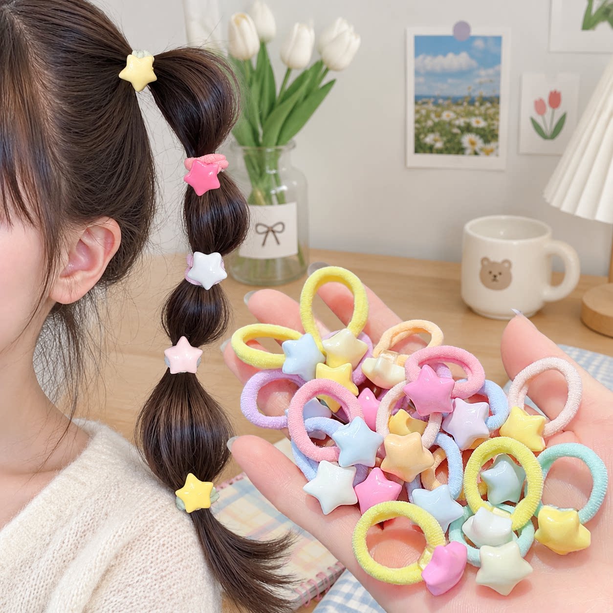糖果色婴童拇指发圈萌趣宝宝皮筋小女孩毛巾圈发绳高弹力女童头绳