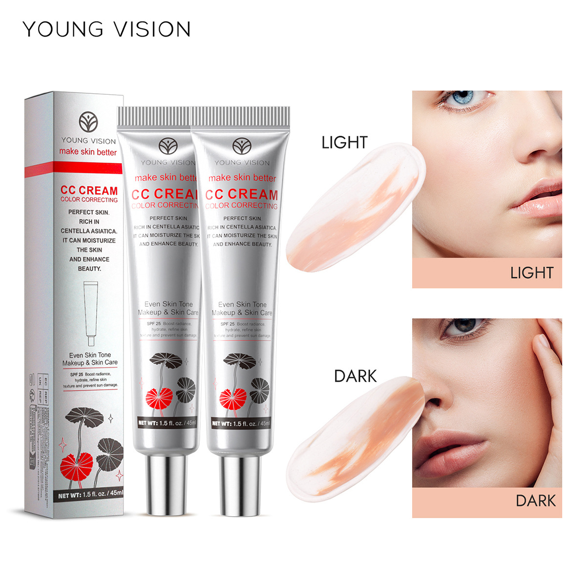 YOUNG VISION 积雪草CC霜 妆前打底隔离霜自然