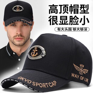 高端潮牌金属标船锚高顶帽子男大头围加深显脸小货车帽硬顶棒球帽