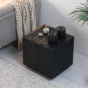 侘寂风实木茶水柜客厅边几可移动茶边柜小茶台烧水一体全自动茶几