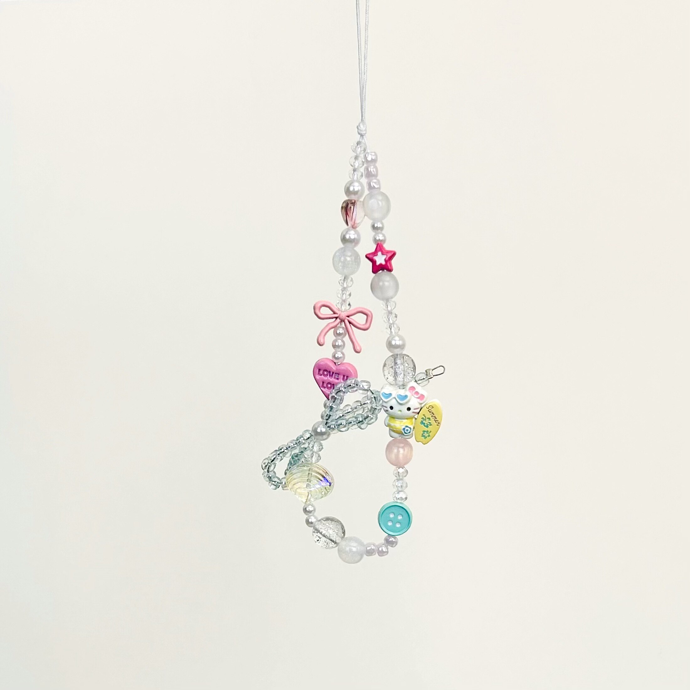 冲浪kitty猫手机链可爱手机挂绳新款ccd相机挂链女款创意防摔链绳高级感手工珠串挂件卡通个性吊坠百搭链条