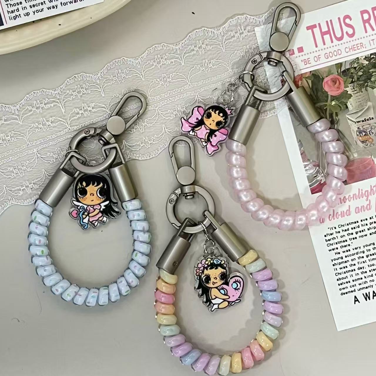 小玉电话线手机挂绳弹力手机链