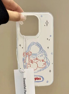 蓝色水果袋适用s30手机壳x200保护套新款苹果16promax防摔壳高级感华为pura70外壳小米15ultra硅胶保护壳14