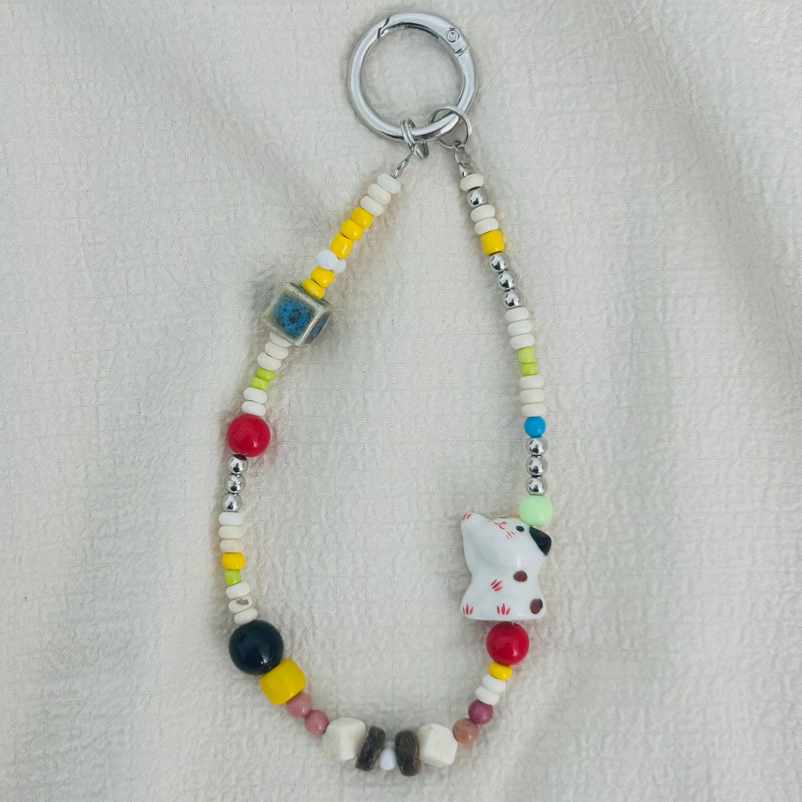 小猫咪手机链新款手机挂绳短款可爱创意挂链女款ccd相机挂链高级感手工珠串链绳网红百搭挂件卡通个性链条