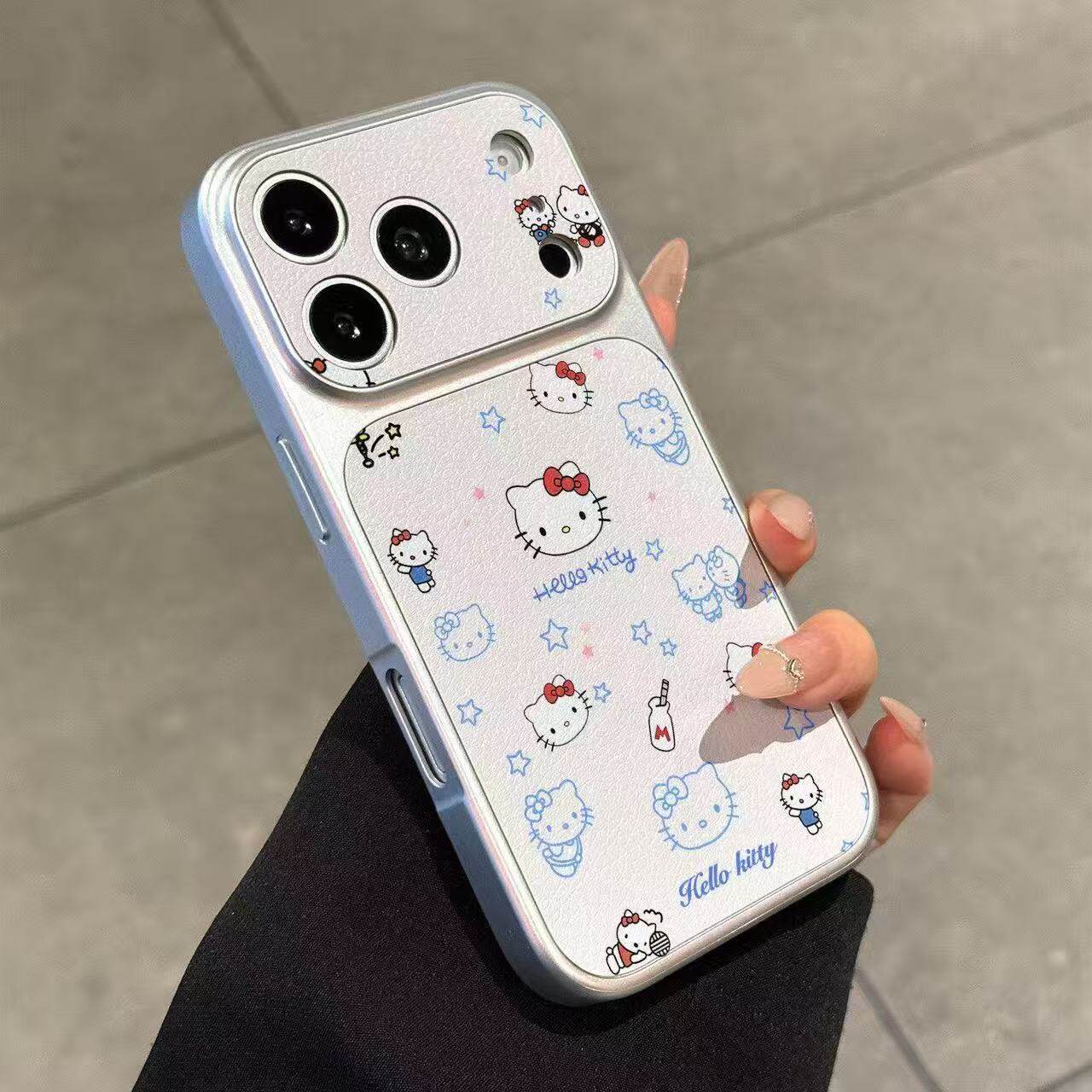 线条kitty猫适用苹果17pro手机壳新款iPhone17promax保护套女款小羊皮ip15pro防摔壳高级感14个性13卡通外壳