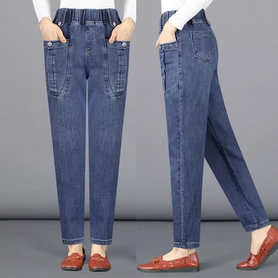 妈妈牛仔裤加绒加厚直筒