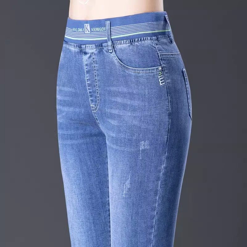 中年牛仔裤女春秋松紧腰小脚裤水洗九分高腰40岁休闲妈妈裤子弹力,女装/女士精品,牛仔裤,淘宝优惠券,粉丝福利购,淘宝优惠卷