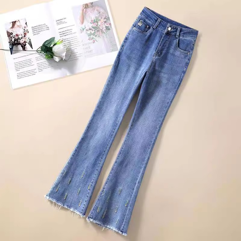 微喇弹力牛仔裤女春秋2025新款