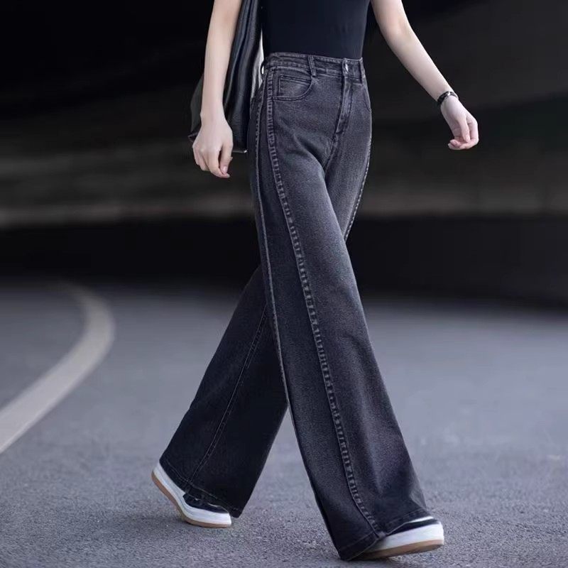 黑色弯刀牛仔裤女2025新款秋冬加绒今年流行的复古宽松直筒阔腿裤,女装/女士精品,牛仔裤,淘宝优惠券,粉丝福利购,淘宝优惠卷