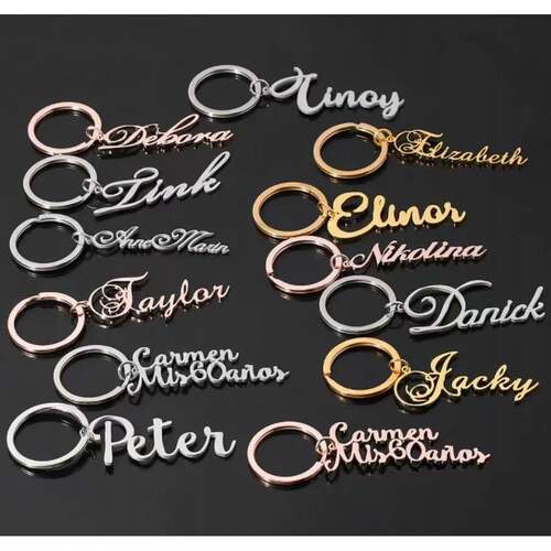 Custom keychain name 个性订制英文名字母钥匙扣来图可定制金属