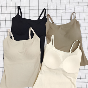 夏季 固定杯運動背心內(nèi)衣速干文胸 冰絲吊帶打底上衣防走光一體式