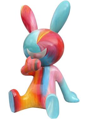 玻璃钢手绘卡通兔子大摆件花园景区装饰商场工艺品雕塑定制