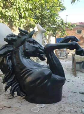 玻璃钢创意半身马马头雕塑动物马室内酒店大堂景观墙面装饰品摆件