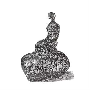 金属镂空古体汉字人物雕塑售楼处酒店英文字母焊接落地抽象摆件