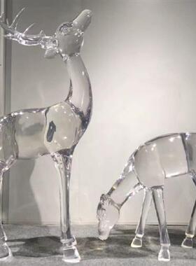 树脂透明户外梅花鹿雕塑摆酒店会所广场件草坪装饰售楼处园林景观