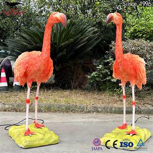 造型神态逼真仿真粘毛火烈鸟脖子动大型商场游乐场引流互动商品