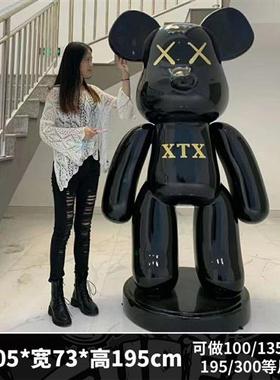 暴力熊积木熊公仔网红店门口酒吧装饰落地大摆件玻璃钢雕塑定制