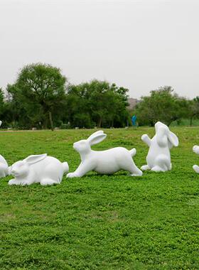 仿铜兔子雕塑户外园林景观庭院售楼部草坪仿真动物玻璃钢装饰摆件