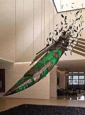 创意镂空小船古铜色透明亚克力家居饰品摆件商业售楼处大型雕塑