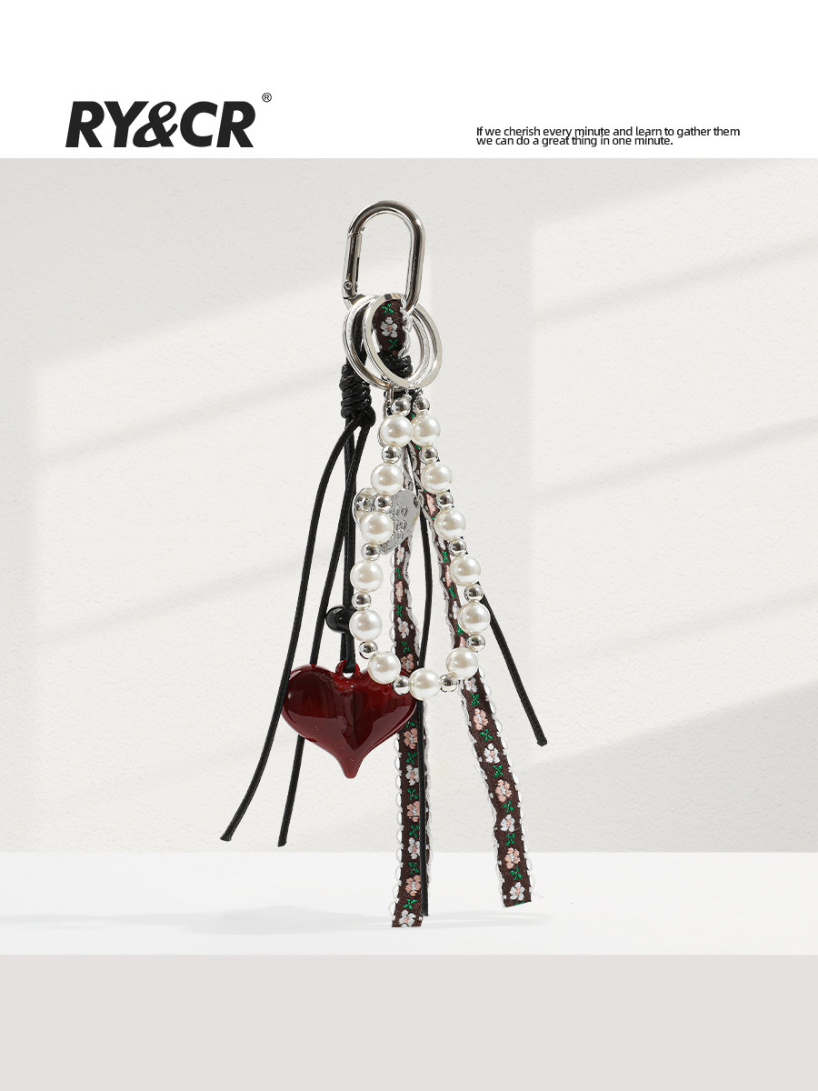 Rycr Red Heart Beaded Braided Rope Super Cute Keychain 2026 New Miu Style Pendant Decoration for Bags