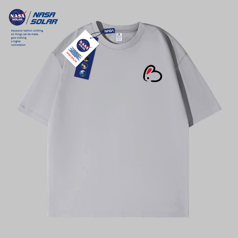 NASA联名2026新款夏季潮牌短袖简约字母印花宽松情侣休闲套头衫M4