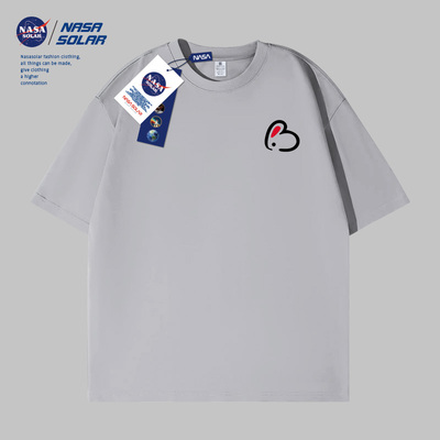 NASA联名2026新款夏季潮牌短袖简约字母印花宽松情侣休闲套头衫M4