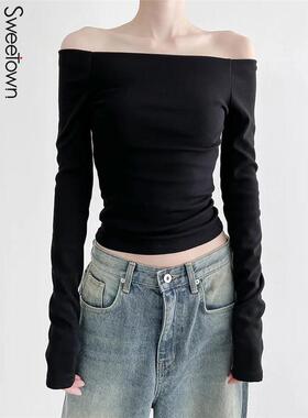 Tops Korean Fashion Slim Sexy Cropped T Shirt Women Clothing
