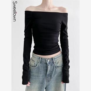 Tops Korean Fashion Slim Sexy Cropped T Shirt Women Clothing